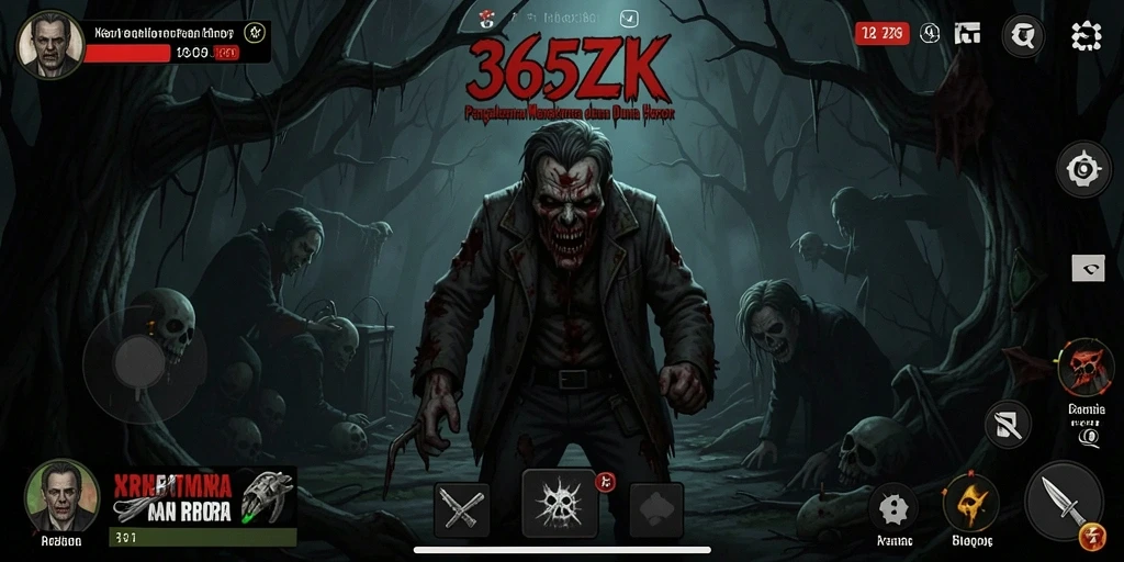 Screenshot gameplay 365ZK menampilkan suasana horor yang mencekam.