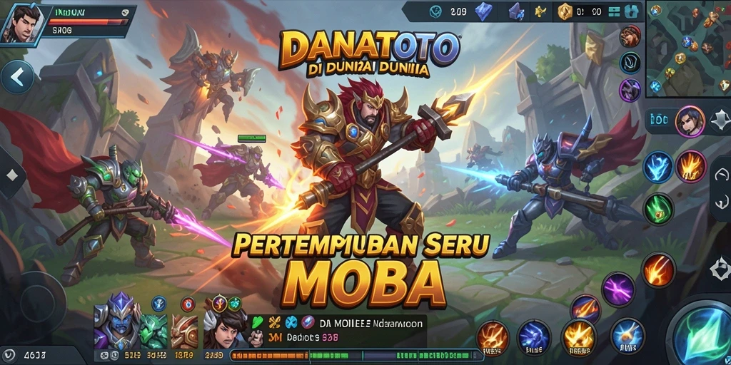 Tampilan utama gameplay <strong>DANATOTO</strong> yang mendebarkan dengan aksi MOBA yang intens.