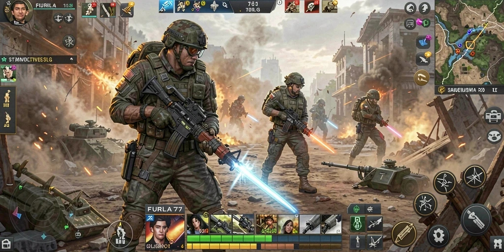 Tampilan menegangkan dalam gameplay FURLA77 dengan peperangan strategis.