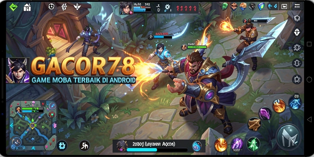 Tampilan gameplay seru dari GACOR78 di arena MOBA.
