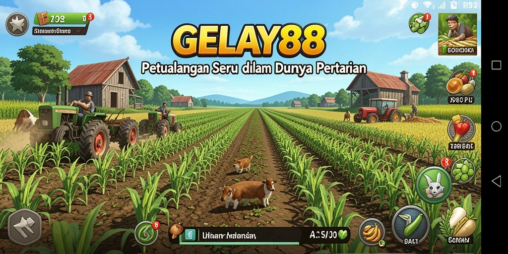 Tampilan gameplay seru di GELAY88 dengan berbagai aktivitas pertanian.