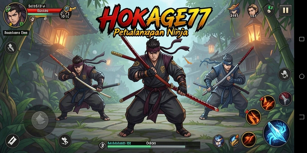 Screenshot gameplay HOKAGE77 menampilkan aksi seru dalam petualangan ninja.