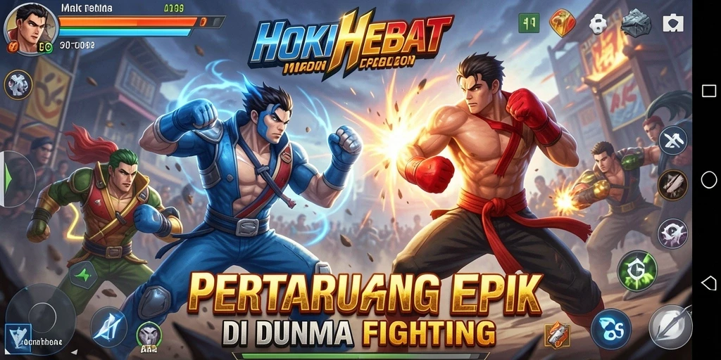 Tampilan gameplay pertarungan seru di HOKIHEBAT.
