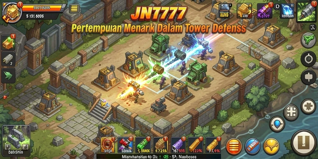 Tampilan game Tower Defense yang menarik dalam JNT777.