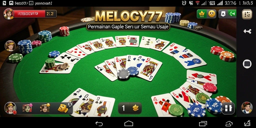 Tampilan gameplay seru di MELODY77 dengan fitur Gaple.