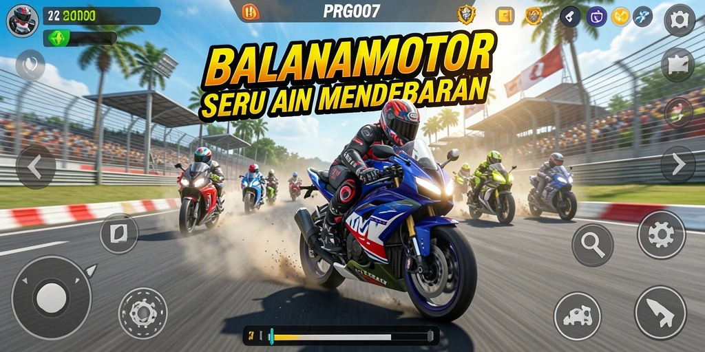 Gameplay balapan motor yang seru dan mendebarkan di PRG007.